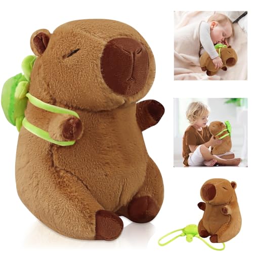 Dawumin Capybara Plüschtier, 22cm Wasserschwein Kuscheltier, Capybara Kuscheltier, Capybara Tragende Schildkröte, Weiche Simulation Kuscheltier Capybara für Home Deko Geburtstag, Feiertag von Dawumin