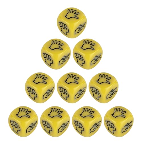 Dawutocap 10pcs Rock Paper Scissor Game Dices 6 Seitig Acryl Runden Ecke Dices Party Finger Rate Spiel Dices Family Parties Spiel von Dawutocap