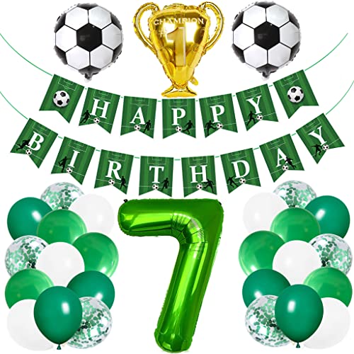 Daxlizy Luftballon Fußball 7 Geburtstag Deko, Geburtstagsdeko Jungen 7 Jahr, Fußball Luftballon 7. Geburtstag Grün, Ballon 7. Geburtstag Deko, 7. Geburtstagsdeko Fußball, Happy Birthday Girlande von Daxlizy