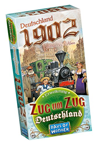 Days of Wonder, Zug um Zug – Deutschland 1902, Erweiterung, Familienspiel, Brettspiel, 2-5 Spieler, Ab 8+ Jahren, 45+ Minuten, Deutsch, Blau,gelb,rot,schwarz von Asmodee