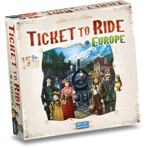 Days of Wonder Brettspiel Ticket to Ride Europe 15th Anniversary Jubiläum für 2-5 Spieler ab 8 Jahren von Days of Wonder