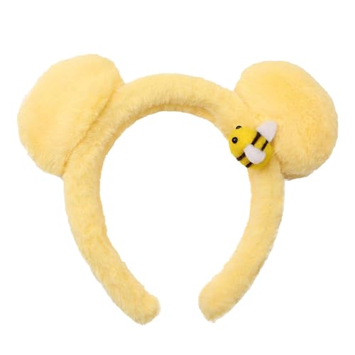 Dayysiuy Bärenohren Haarreif Cosplay Stirnband Headband Gelbes Bärenohren Plüsch Hairhoop, Kopfschmuck Für Damen, Herren & Kinder, Haarschmuck Zu Halloween, Fasching & Karneval von Dayysiuy