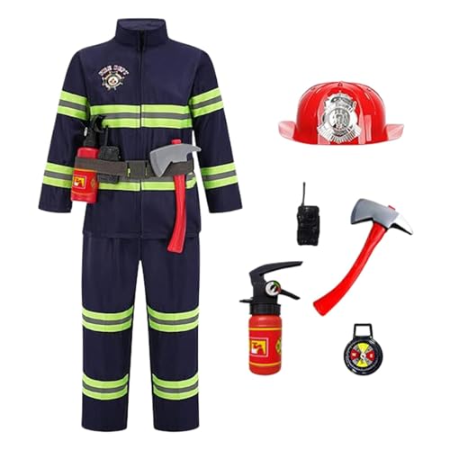 Dayysiuy Feuerwehrmann Kostüm Für Kinder, Feuerwehr Kostüm Für Kinder, Feuerwehrchef Cosplay Rollenspiel Spielzeug Zubehör, Feuerwehr Kinderkostüm Faschingskostüme Für Kinder Jungens Mädchen von Dayysiuy