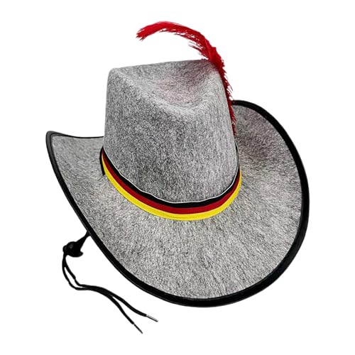 Dayysiuy Filzhüte Für Damen,Western Filz Party Hut - Mit Schwarz Rot Gelb Design Und Verstellbarem Riemen Oktoberfest Kopfbedeckung Für Foto Bar Party Bühne Outdoor Dayysiuy Filzhüte Für Damen,Western Filz Party Hut - Mit Schwarz Rot Gelb Design Und Verstellbarem Riemen Oktoberfest Kopfbedeckung Für Foto Bar Party Bühne Outdoor von Dayysiuy