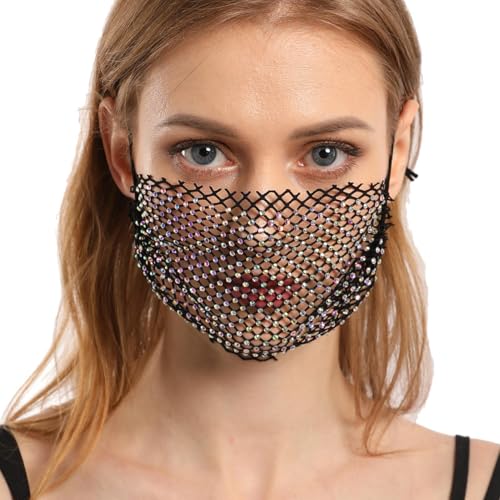 Dayysiuy Mesh-Gesichtsbedeckung, Strass-Gesichtsbedeckung | Mesh-Glitzer-Gesichtsmaske,Atmungsaktive Damen-Kostümmaske aus Mesh für Geburtstag, Halloween, Neujahr, Weihnachtsfeier von Dayysiuy