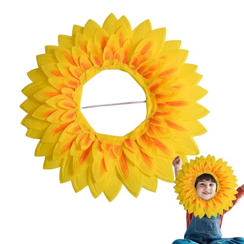 Dayysiuy Sonnenblumen Kopfbedeckung, Lustige Leistungsrequisiten Sonnenblumenhut Performance Requisiten Für Tanzparty, Festivalspiele, Kinder, Teenager, Erwachsene von Dayysiuy