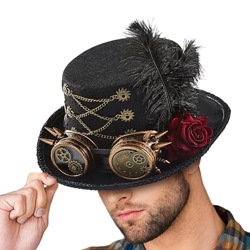 Dayysiuy Steampunk Zylinderhut, Zylinder Kostüm Mit Goggles Design, Filz Kostüm Hut Unisex für Erwachsene Vielseitiges Accessory Dayysiuy Steampunk Zylinderhut, Zylinder Kostüm Mit Goggles Design, Filz Kostüm Hut Unisex für Erwachsene Vielseitiges Accessory von Dayysiuy