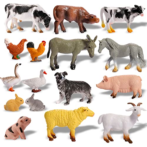 Dazarey 16 Stück Bauernhof Tierfiguren,Mini Bauernhof Tiere Figuren,Realistische Bauernhof Tiere,Bauernhoftiere Set,Miniatur Bauernhof Tier Spielzeug für Kinder Party Deko,Kuchendeckel,Lernspielzeug von Dazarey