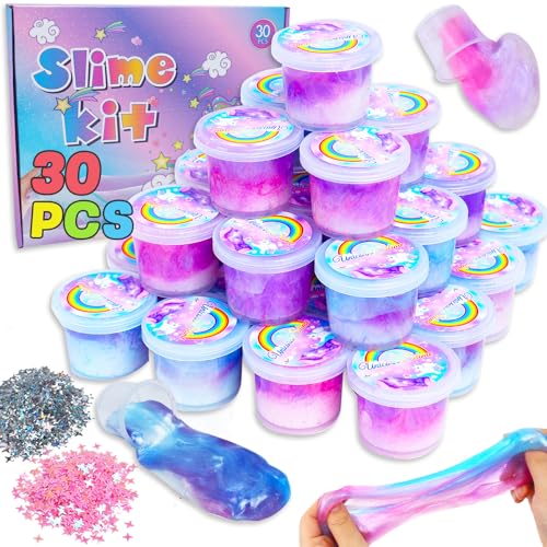 Dazhtu Slime Set 30 Pack Galaxy Slime Cup Partygeschenke Slime Kit zum Selbermachen für Kinder, Schleim Kits streßabbauendfür Mädchen und Jungen Geschenkidee für Kindergeburtstag 6-7-10-12 Jahre von Dazhtu