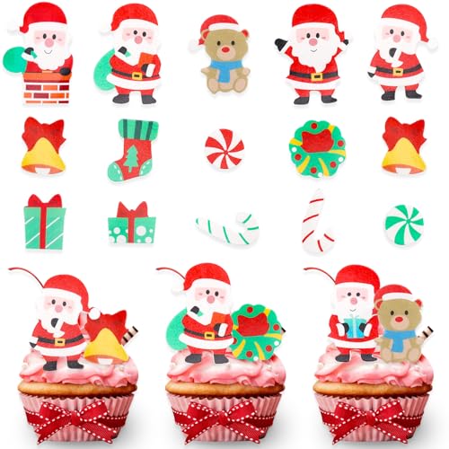 DazzJoy 100 Stück Weihnachten Tortendeko Essbar,Esspapier Tortendeko Weihnachten,Kuchen Deko Essbar,Essbare Cupcake Toppers,Esspapier Weihnachten Deko,Torten Deko Essbar,Muffin Deko Essbar von Dazzjoy