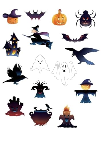 DazzJoy 48 Stück Halloween Tortendeko Essbar,Essbare Halloween Deko für Torte,Esspapier Tortendeko Halloween Ghost,Halloween Kuchen Deko Essbar,Spinne Halloween Muffin Deko Essbar,Krähe Deko Halloween von Dazzjoy