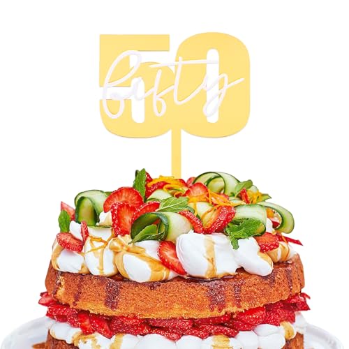 DazzJoy Tortendeko 50. Geburtstag Mann Frau, Acryl Torten Deko 50 Geburtstag, Cake Topper 50 Geburtstag, Happy 50th Birthday Tortendeko, Gold Cake Topper 50 Geburtstag, Kuchen Deko 50. Geburtstag von Dazzjoy