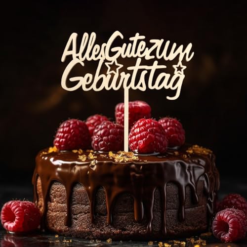 DazzJoy Alles Gute zum Geburtstag Tortendeko Holz,Happy Birthday Cake Topper Holz,Kuchen Deko Geburtstag,Torten Topper Geburtstag,Happy Birthday Tortendeko Geburtstag für Mädchen Jungen Frauen Mann von Dazzjoy