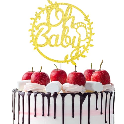 DazzJoy Oh Baby Cake Topper, Glitzer Tortendeko Baby Shower Deko, Oh Baby Kuchen Topper Gold, Oh Baby Kuchen Topper, Cake Topper Babyparty, Gender Reveal Tortendeko, Kuchendeko Oh Baby für Kindertaufe von Dazzjoy