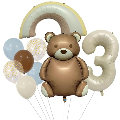 DazzJoy Bär Geburtstagsdeko 3 Jahre Junge, Luftballon 3 Jahre Junge Mädchen, Bären Folienballon 3. Geburtstag Junge, Helium Ballon 3 Geburtstag Junge, Baer Luftballons Deko 3. Geburtstag Junge Mädchen von Dazzjoy