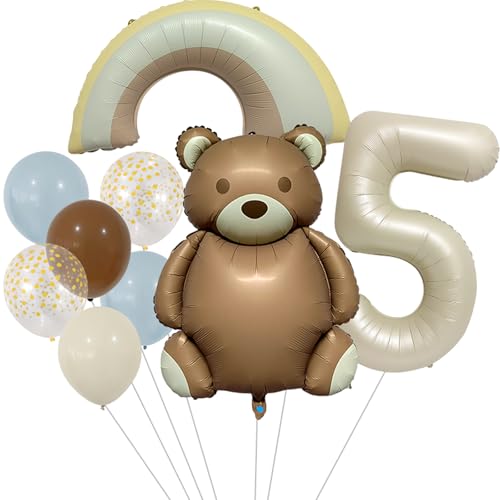 DazzJoy Bär Geburtstagsdeko 5 Jahre Junge, Luftballon 5 Jahree Junge Mädchenn, Folienballon Geburtstag 5 Jahre Junge, Ballon 5 Geburtstage Junge Mädchen, Luftballons 5. Geburtstag Jungee von Dazzjoy