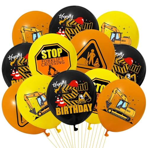 DazzJoy Bagger Geburtstagsdeko 2 Jahre Junge, 24 Stück Bagger Geburtstag Deko 2 Jahre, Bagger Deko Kindergeburtstag 2, Luftballons Deko 2. Geburtstag Junge, Helium Ballon Baustelle Geburtstag Deko von Dazzjoy