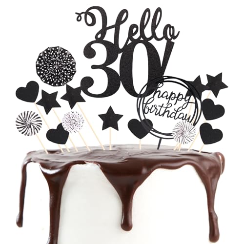 DazzJoy Tortendeko 30 Geburtstag Männer Frauen,30 Geburtstag Deko Schwarz,30 Geburtstag Deko Torte,Torten Deko Geburtstag 30,Geburtstagsdeko 30,30. Geburtstag Deko Kuchen,Cake Topper 30 Geburtstag von Dazzjoy