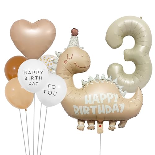 DazzJoy Geburtstagsdeko 3 Jahre Junge, Dino Geburtstag Deko 3 Jahre, Dinosaurier Luftballons Deko 3. Geburtstag Junge Mädchen, Dino Folienballon Geburtstag 3 Jahre Junge, Dino Ballon 3 Geburtstag von Dazzjoy