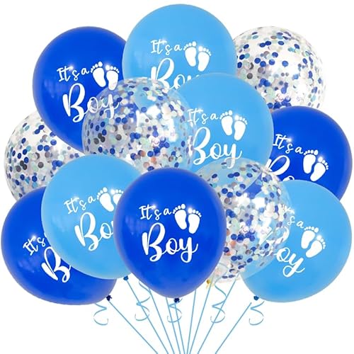 DazzJoy Its a Boy Ballon Blau,Baby Shower Deko Boy Ballons,Its a Boy Deko Luftballons mit Konfetti Ballons,Babyparty Deko Junge Helium Luftballons,Baby Boy Helium Ballon für Gender Reveal Party Deko von Dazzjoy