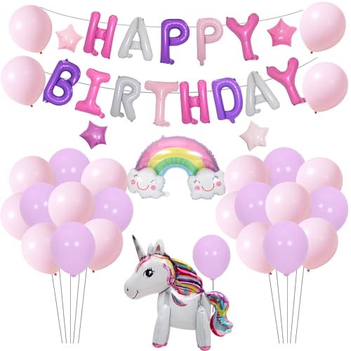 DazzJoy Einhorn Luftballon,Einhorn Folienballon Deko,Einhorn Ballons Mädchen,Unicorn Balloon Set,Einhörner Deko Kindergeburtstag,Girls Unicorn Birthday Decorations,Einhorn Luftballons Geburtstag Deko von Dazzjoy