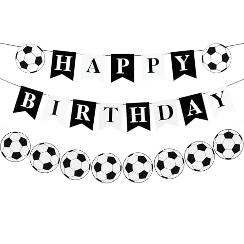 DazzJoy Happy Birthday Girlande Fußball, Happy Birthday Banner, Geburtstagsdeko Fussball Banner, Girlande Geburtstag Fußball Deko, Fussball Geburtstag Girlande, Geburtstagsgirlande Fußball Party Deko von Dazzjoy