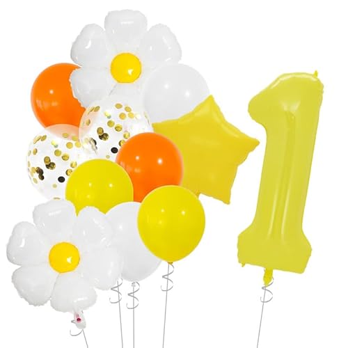 DazzJoy Geburtstagsdeko 1 Jahr Mädchen, Luftballon Deko 1. Geburtstag Mädchen Junge, Gänseblümchen Folienballon Deko 1 Geburtstag Mädchen, Deko Kindergeburtstag 1 Jahr Mädchen, Ballon 1 Geburtstag von Dazzjoy