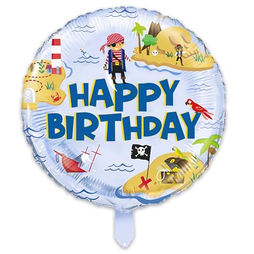 DazzJoy Piraten Happy Birthday Ballon,10 Stück Piraten Luftballons Geburtstag, Kinder Piraten Party Deko Folienballon, Piratenschiff Ballons Deko, Pirat Helium Ballons für Deko Kindergeburtstag Junge von Dazzjoy