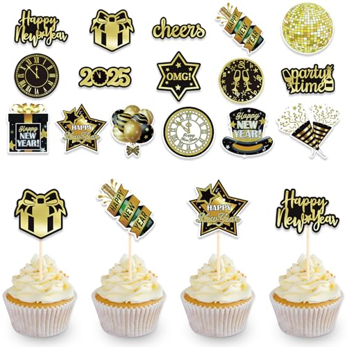 DazzJoy 16 Stk New Year Cupcake Topper von Dazzjoy