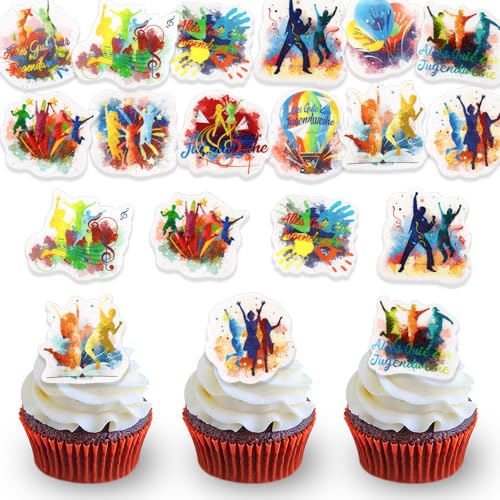 DazzJoy 48 Stück Esspapier Tortendeko Jugendweihe Junge Mädchen,Jugendweihe Tortendeko Essbar,Alles Gute zur Jugendweihe Deko Kuchen Essbar,Bunt Essbare Cupcake Topper Jugendweihe Deko Torte von Dazzjoy