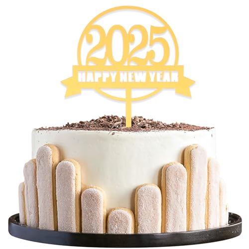 Dazzjoy Silvester Dekoration 2025,Acryl Tortendeko Happy New Year,2025 Cake Topper Neujahr,Neujahr Tortenaufsatz Acryl,Happy New Year Deko Torten für Silvester Party,Cupcake Topper für 2025 Neujahr von Dazzjoy