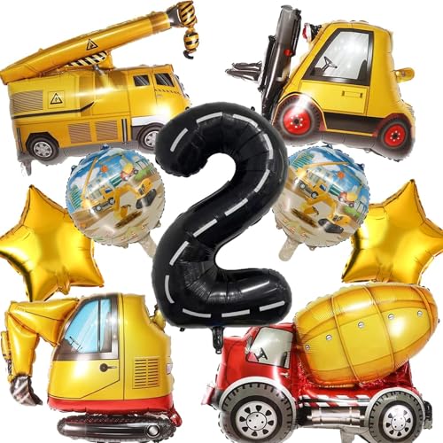 DazzJoy Bagger Geburtstagsdeko 2 Jahre Junge, Bagger Geburtstag Deko 2 Jahre, Bagger Deko Kindergeburtstag 2 Jahre, Bagger Luftballons Geburtstag 2 Jahre Junge, Bagger Luftballon 2. Geburtstag Junge von Dazzjoy