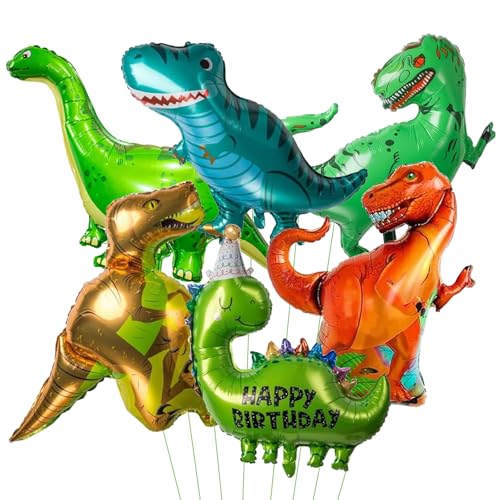 DazzJoy Dino Luftballon Tiere Ballons, XXL Luftballon Dino Geburtstag Deko, Dinosaurier Luftballons Tiere Geburtstag, Dino Ballon Tiere, Dinosaurier Folienballon Tiere für Dschungel Deko Geburtstag von Dazzjoy