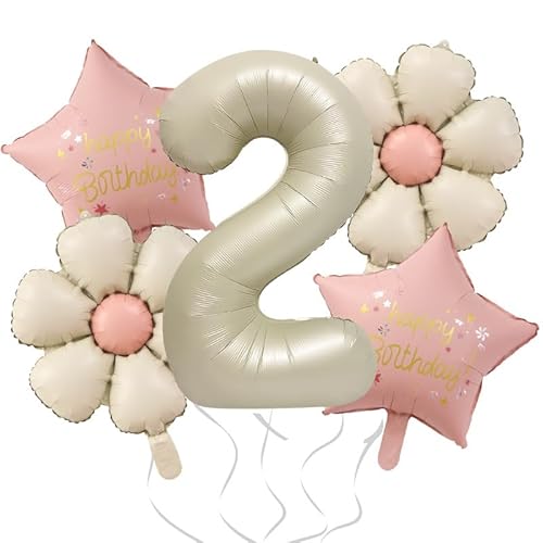 DazzJoy Geburtstagsdeko 2 Jahre Mädchen mit Gänseblümchen Folienballon von Dazzjoy