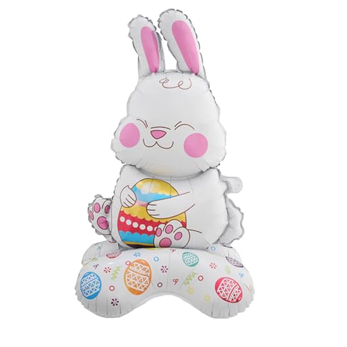 DazzJoy Osterhase Folienballon Stehend, XXL Luftballon Osterhase Deko Stehender Ballon, Ostern Deko Luftballons Kindergeburtstag Mädchen Junge, Osterdeko Hase Helium Ballons für Osterdeko Outdoor von Dazzjoy