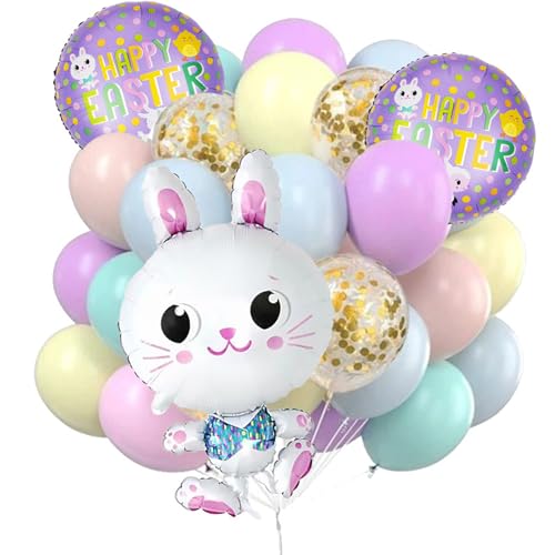 DazzJoy Ostern Deko Luftballon, 27 Stück Oster Deko Helium Ballons, XXL Hase Muffin Luftballon Tiere Ballons, Osterhase Folienballon Tiere, Happy Easter Luftballons für Kindersgeburtstag Party Deko von Dazzjoy