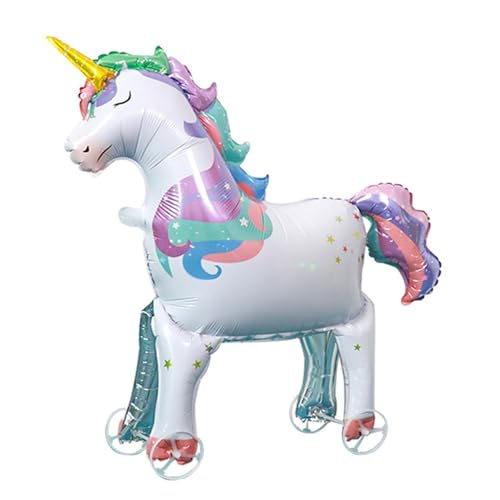 DazzJoy Einhorn Folienballon,3D Einhorn Luftballons Stehend mit Rädern, Einhorn Ballon Mädchen,Einhörner Deko Kindergeburtstag, Einhorn Luftballon Tiere Ballons Geburtstag, Unicorn Birthday Decoration von Dazzjoy