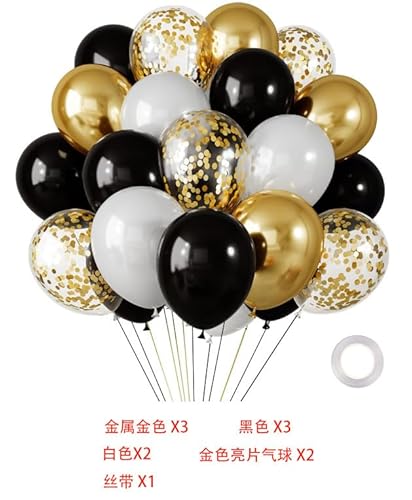 Luftballons Schwarz Gold Weiß,10 Stk 12 Zoll Metallic Gold Schwarze Luftballons Geburtstag,Gold Konfetti Luftballons,Schwarze Ballons für Geburtstag, Hochzeit, Ruhestand, Neujahr, Karneval Party Deko von Dazzjoy