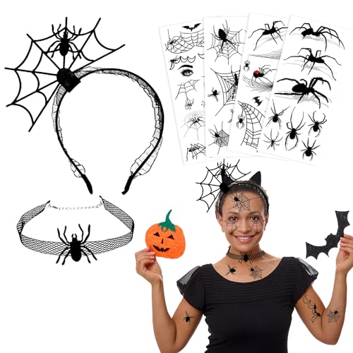 Dbuwqips 6 Stück Spinnweben Stirnband Spinnen-Haarreifen Spinnen Kopfschmuck für Halloween Verkleiden Sich Prom Partei von Dbuwqips