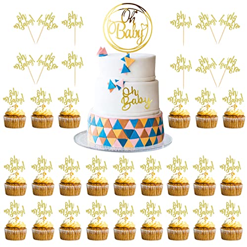 38 Stück Oh Baby Cake Topper Oh Baby Deko Oh Baby Boy or Girl Tortendeko Cake Topper Baby Tortendeko Babyparty Tortendeko Baby für Hochzeit Geburtstag Baby Shower Kids Party Dekorationen von Dbuwqips