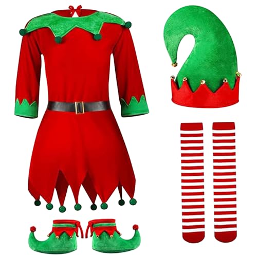 Dbvnnsy 1 Set Elf Kostüm für Kinder süße Klassische verstellbare Gürtel Mädchen Elf Kostüm Polyester Halloween Kostüm Weihnachtskostüm für Kinder für Cosplay -Bühne Karneval, für 130 cm Kind von Dbvnnsy