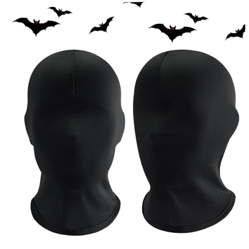 Dbvnnsy 2pcs Schwarze volle Gesichtsmaske, eisige Seide atmungsaktive Sonnex Unisex Vollkopfmaske kostenlose Größe Schnelltrocknen elastischer Halloween -Maske für Cosplay -Party -Kostüm von Dbvnnsy