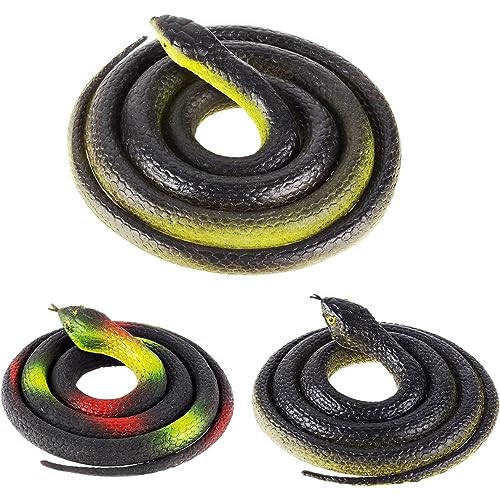 Dbvnnsy 3 PCs Realistische Gummi -Fake -Schlange, Mamba -Schlangenspielzeug, Gartenrequisiten, um Vögel und Katzen Halloween Decoration Snake Streich Party 7,2 Zoll und 31,5 Zoll zu erschrecken von Dbvnnsy