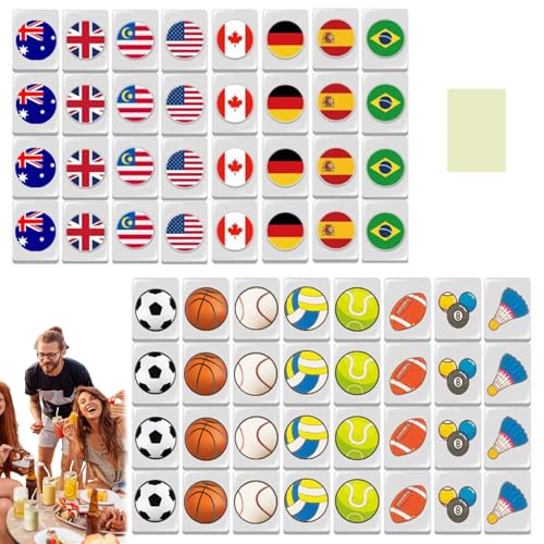 Dbvnnsy 64pcs Mini Mahjong Set, Flagge ＆ Ballmuster Mahjong Fliesen Fluchtspiel, 24 -mm -Reise Mahjong Spieleset wiederverwendbar von Dbvnnsy