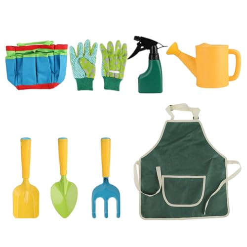 Dbvnnsy 8pcs/Sets Kids Gartes Set Childrens Gardening Set Play Gartenspielzeug mit Bewässerung Dose Handschuhe Rake Shovel Apron Bag von Dbvnnsy