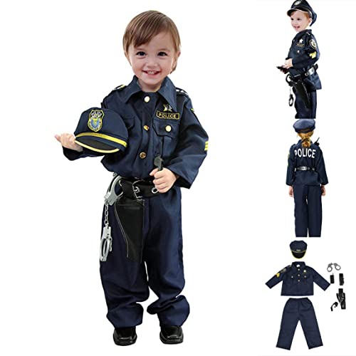 Dbvnnsy Kinderpolizeikostüm, Halloween Police Rollenspielkostüm, Cross-Dressing-Party Kinderpolizei-Hosenanzug für Kinder Dress-up für Halloween-Kostümparty für 3-4T von Dbvnnsy