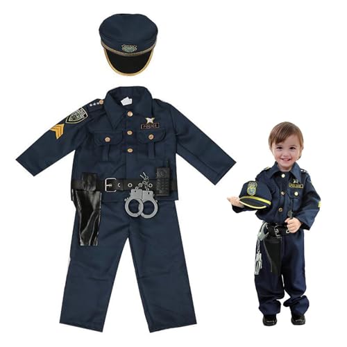 Dbvnnsy Kinderpolizeikostüm, Halloween Police Rollenspielkostüm, Cross-Dressing-Party Kinderpolizei-Hosenanzug für Kinder Dress-up für Halloween-Kostümparty für 7-9T von Dbvnnsy