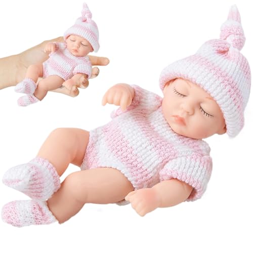 Dbvnnsy Mini Silicone Babypuppe, 7 Zoll Neugeborene realistische Babypuppe, weiche volle Babypuppen Silikon -Babypuppe echtes Leben Babypuppen mit Kleidung, Silikonbabys für Kindergeschenke, Stil 1 von Dbvnnsy