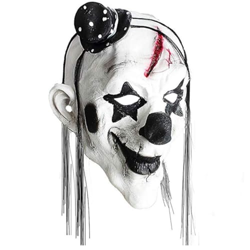 Halloween Clown Kostüm Horrormaske, Vollgesicht Clown Scary Maske, coole gruselige Party Schwarz -Weiß -Clown -Cosplay Halloween Maske Parod Horror Masquerade Performance Show Dress Up Requisite von Dbvnnsy