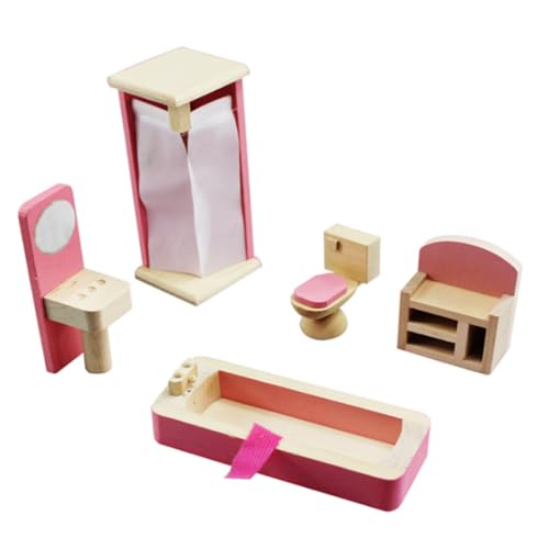 Holzpuppenhausmöbel Spielzeug 1 12 Skala Miniatur Badezimmer Set Dollhouse DIY Accessoires von Dbvnnsy